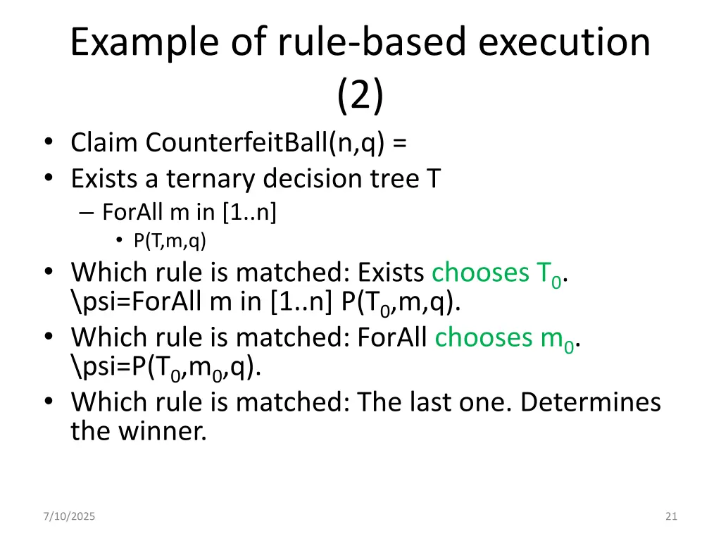 example of rule based execution 2 claim