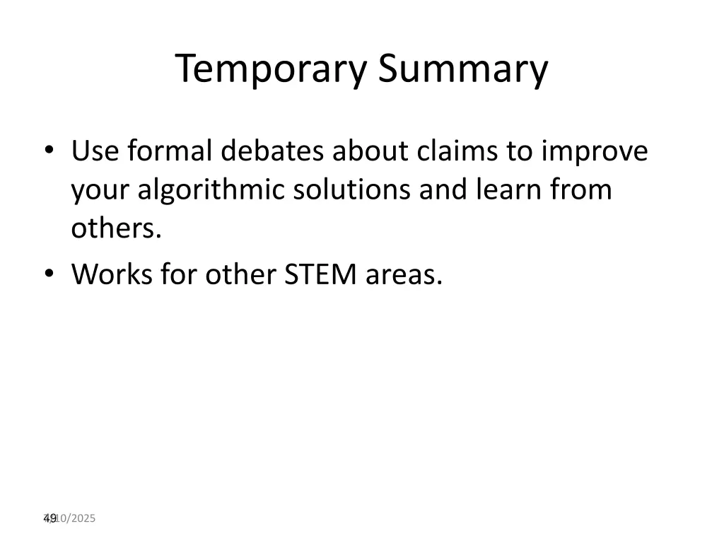 temporary summary