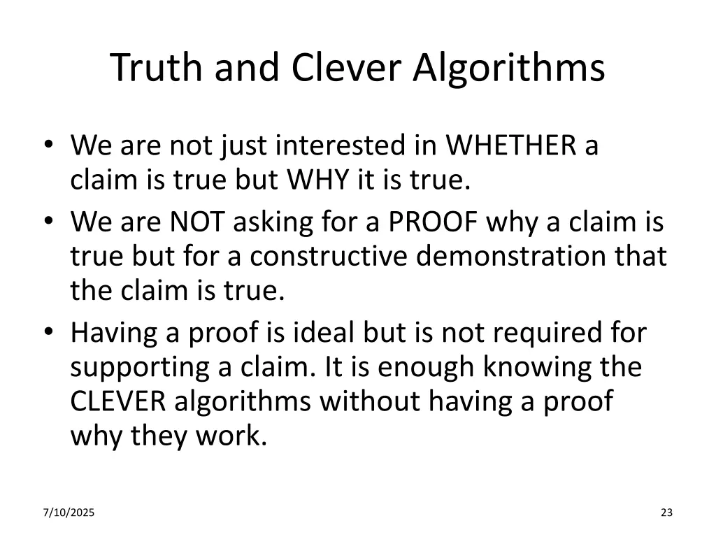 truth and clever algorithms