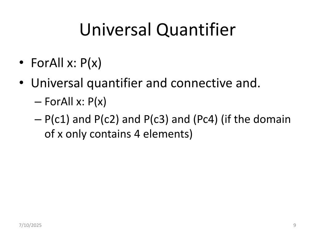 universal quantifier