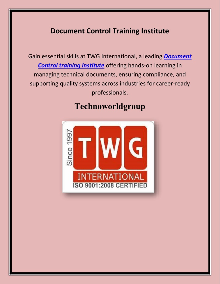 document control training institute