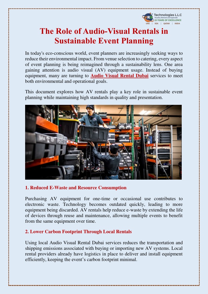 the role of audio visual rentals in sustainable
