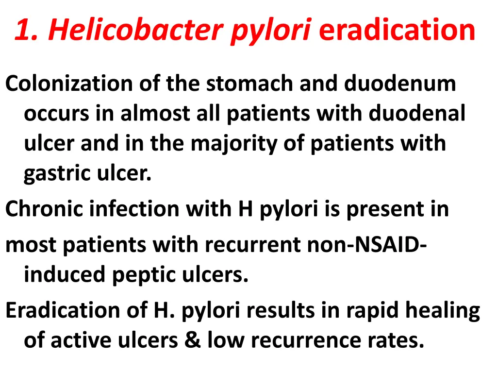 1 helicobacter pylori eradication