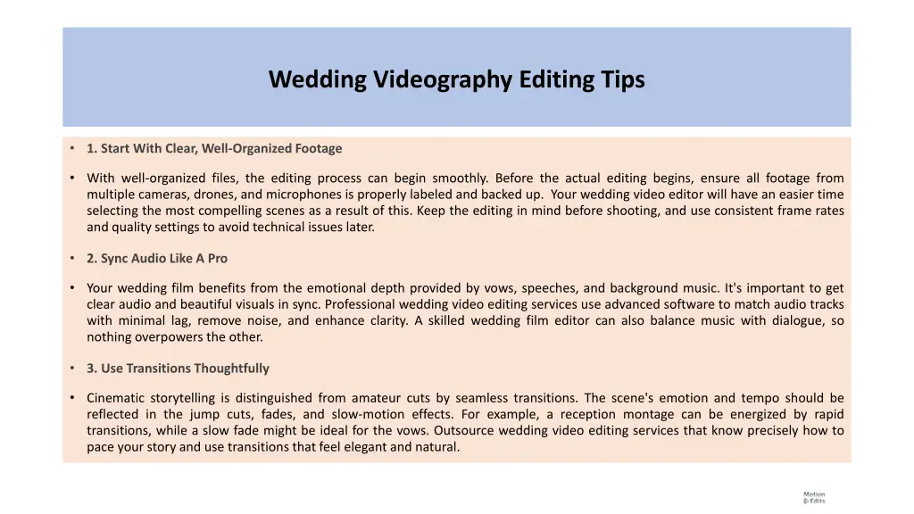 wedding videography editing tips