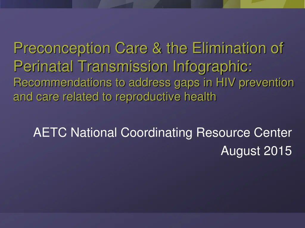 preconception care the elimination of perinatal