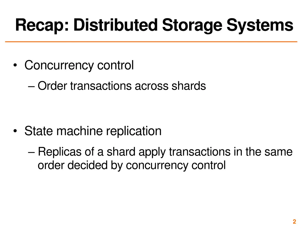 recap distributed storage systems