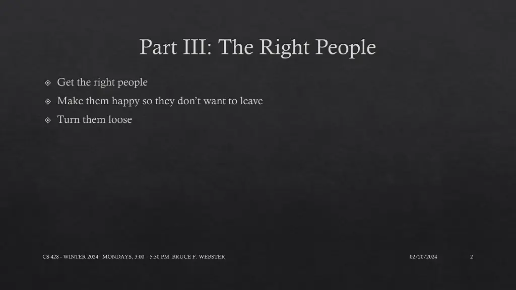 part iii the right people