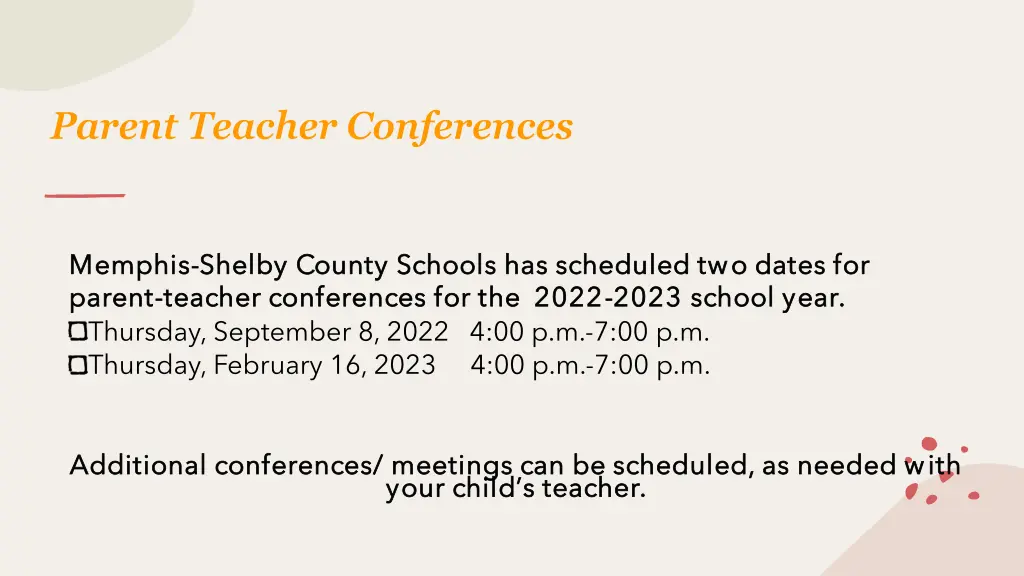 parent teacher conferences