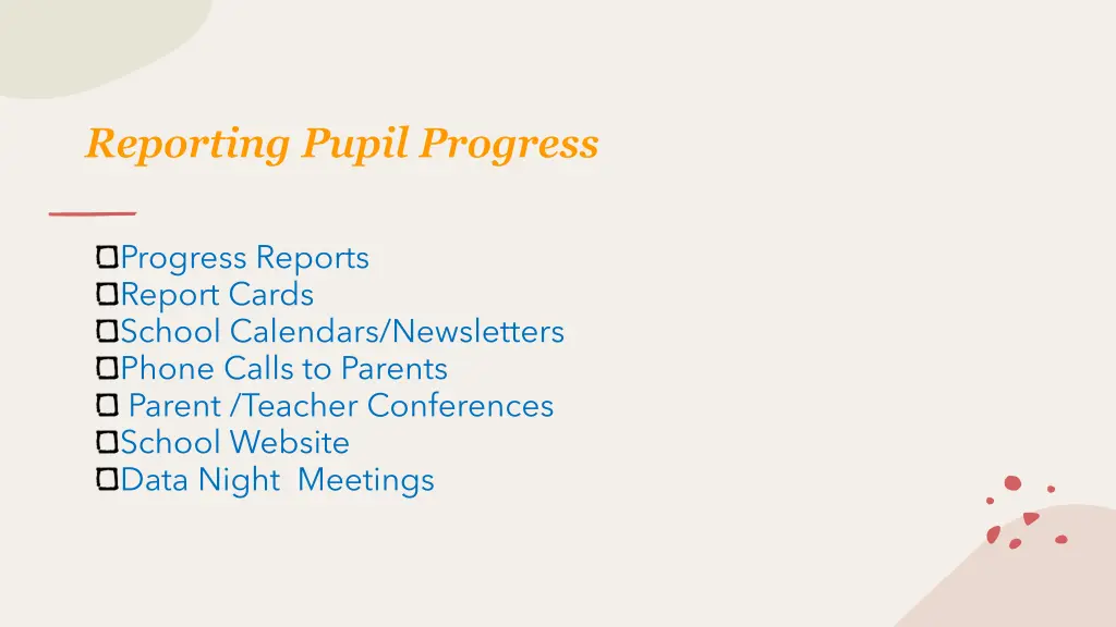 reporting pupil progress