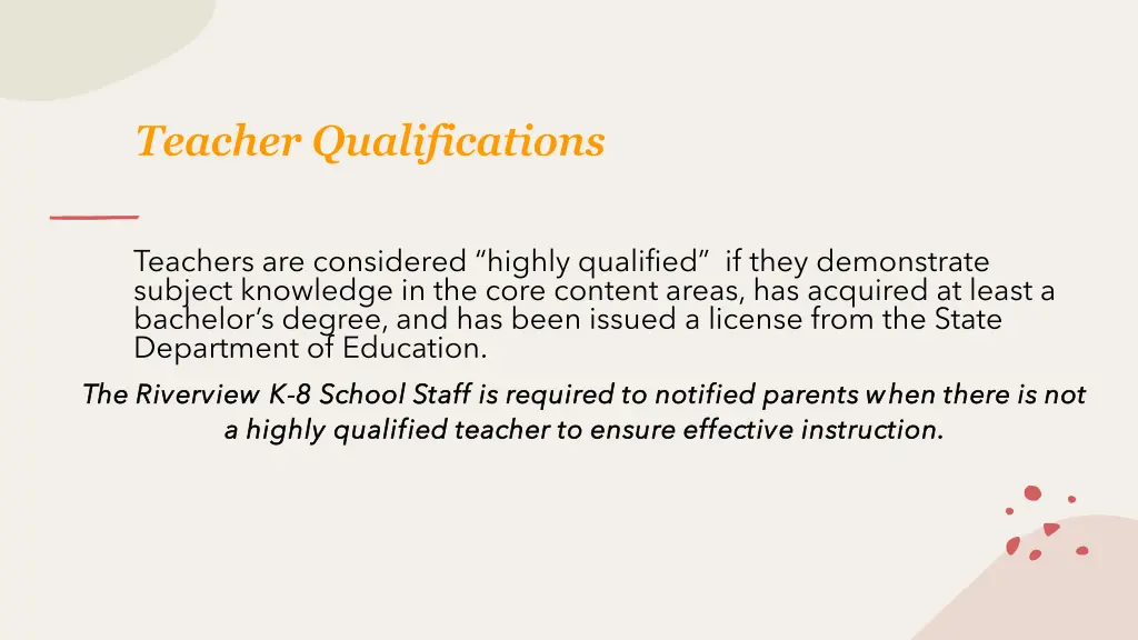 teacher qualifications