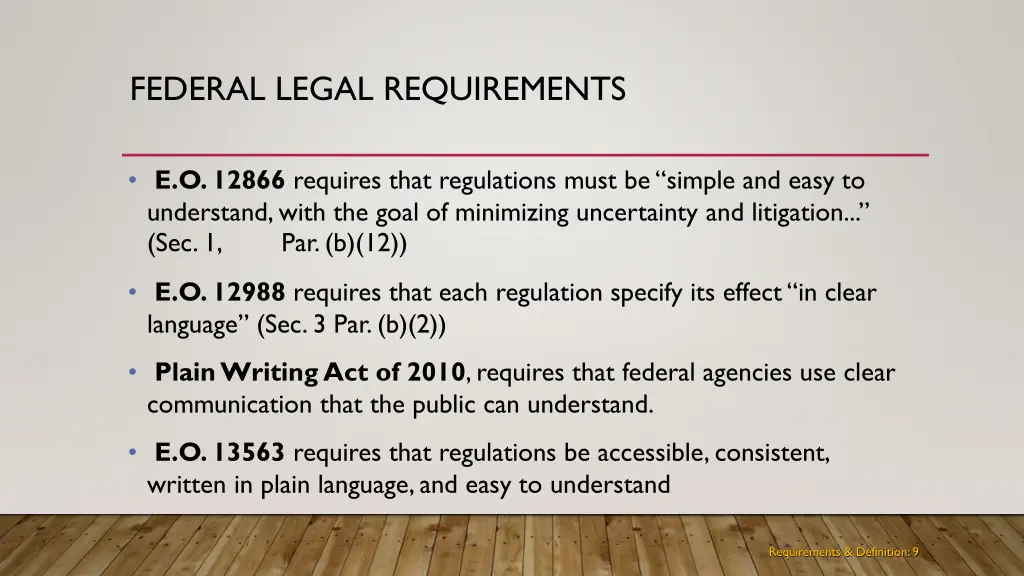 federal legal requirements