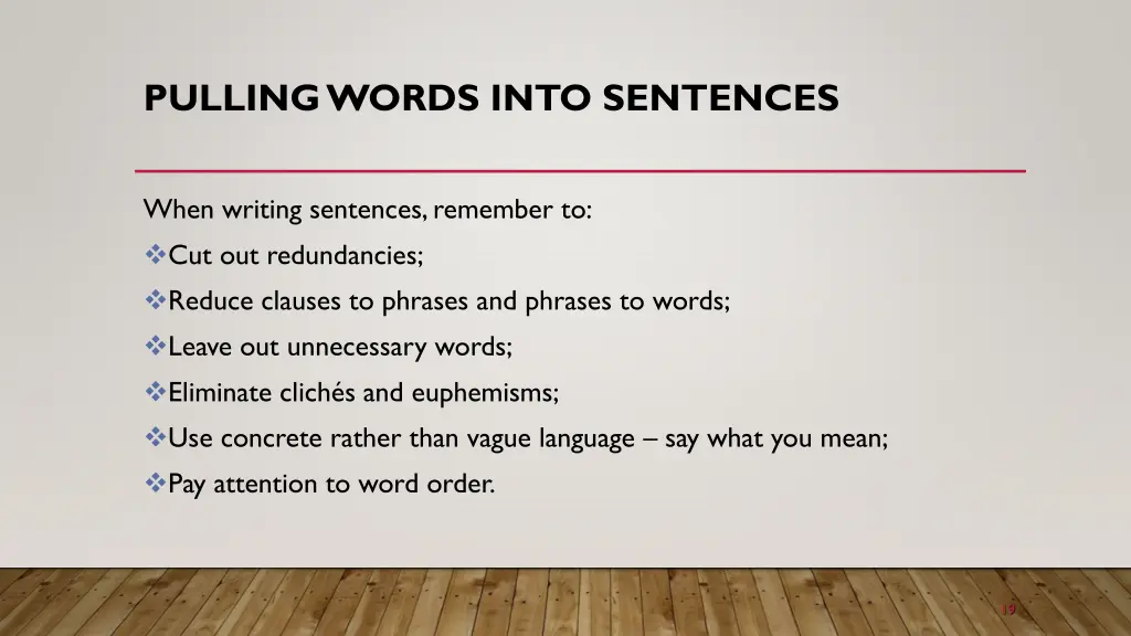 pulling words into sentences