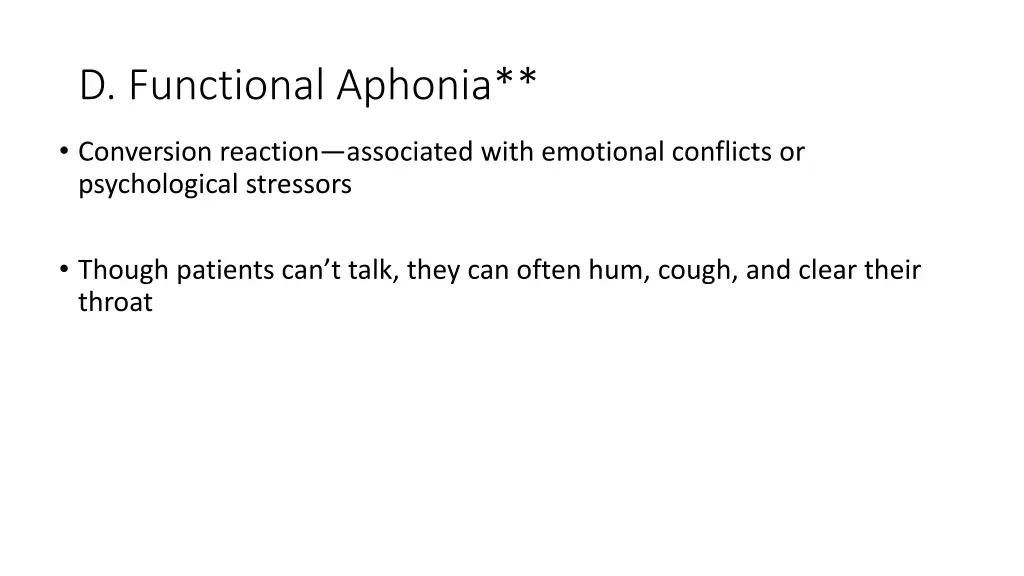 d functional aphonia