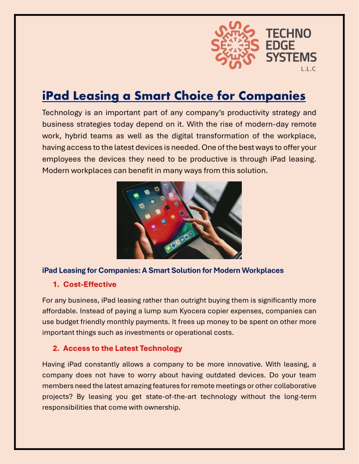 ipad leasing a smart choice for companies