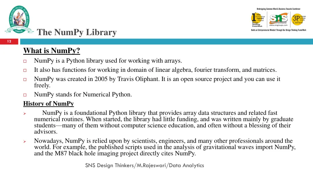 the numpy library