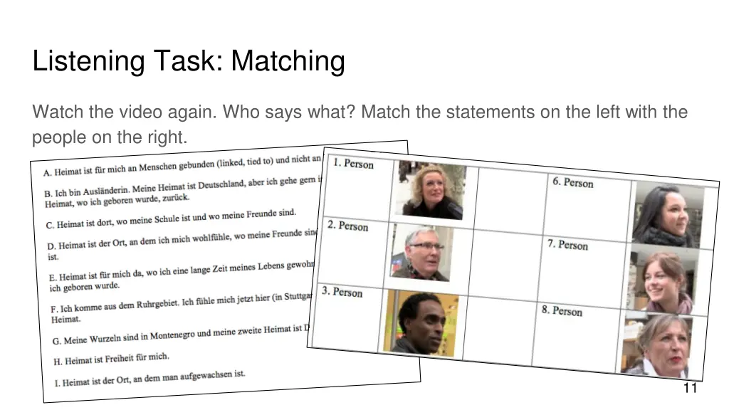listening task matching