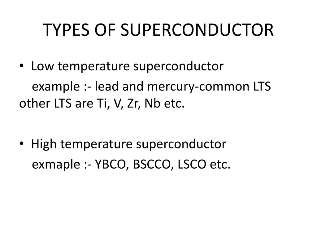 types of superconductor