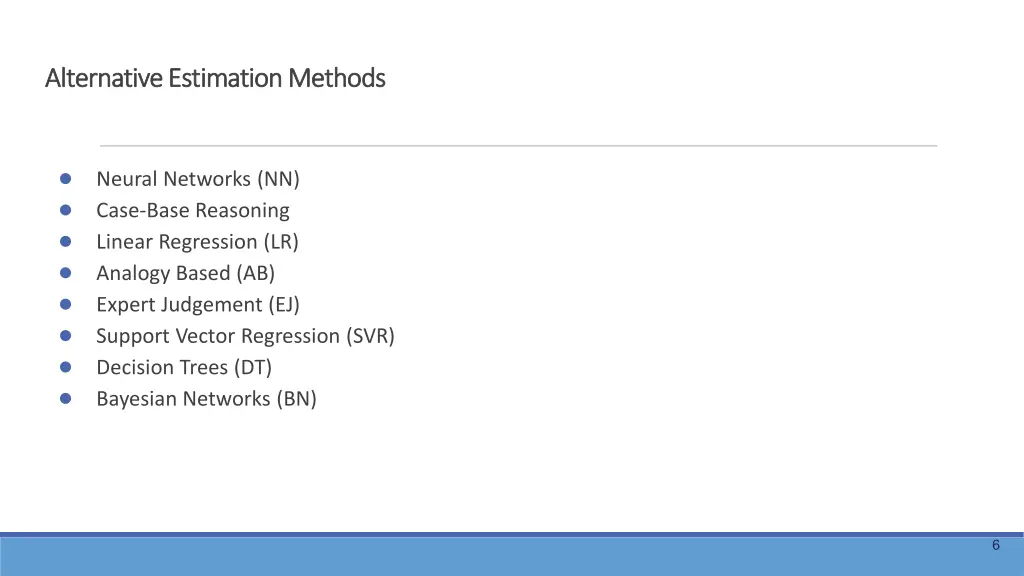 alternative estimation methods alternative