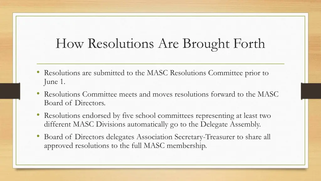 how resolutions are brought forth