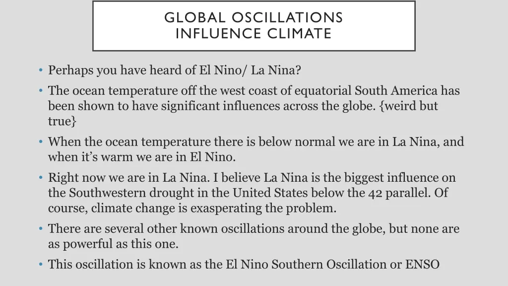 global oscillations influence climate