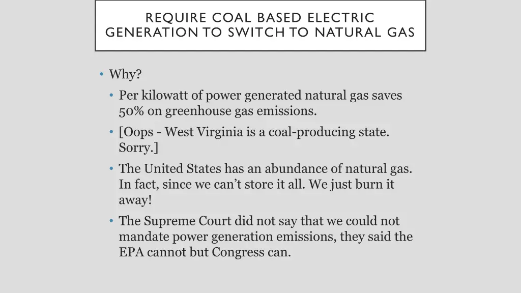 require coal based electric generation to switch