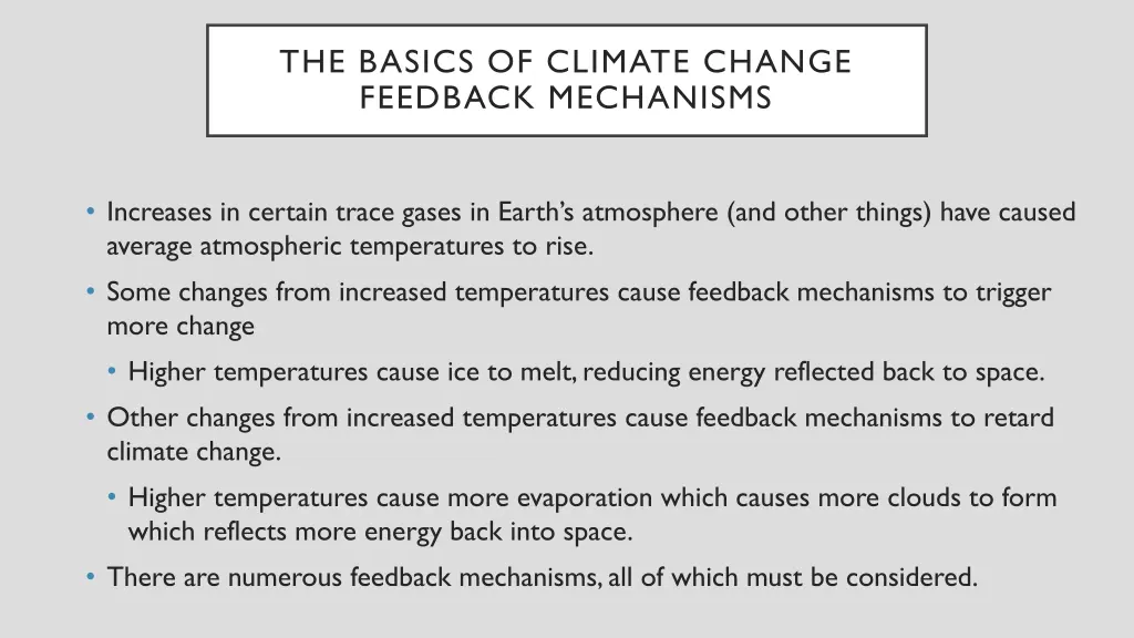 the basics of climate change feedback mechanisms