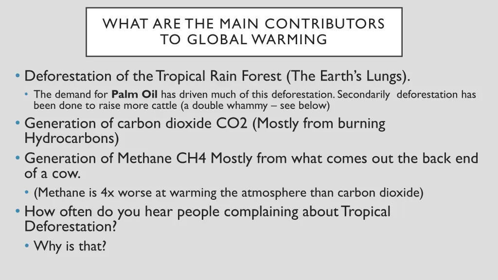 what are the main contributors to global warming