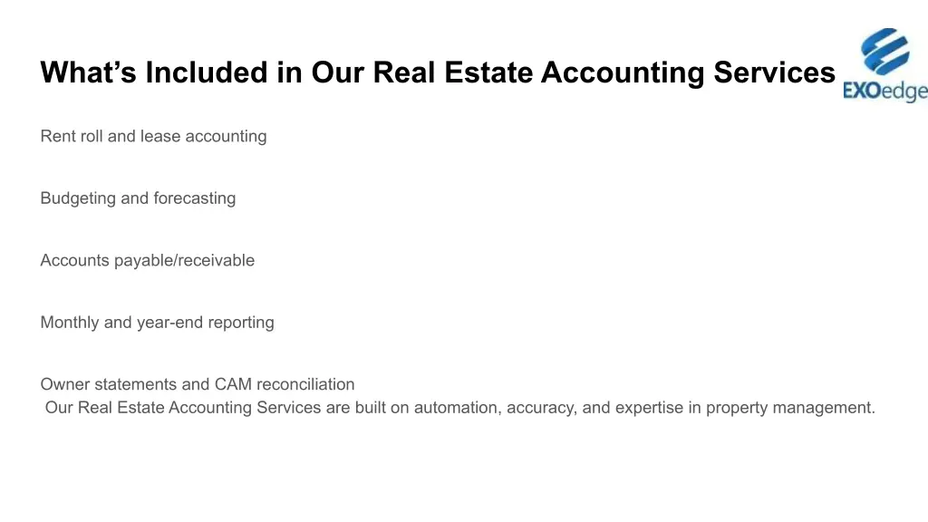 what s included in our real estate accounting