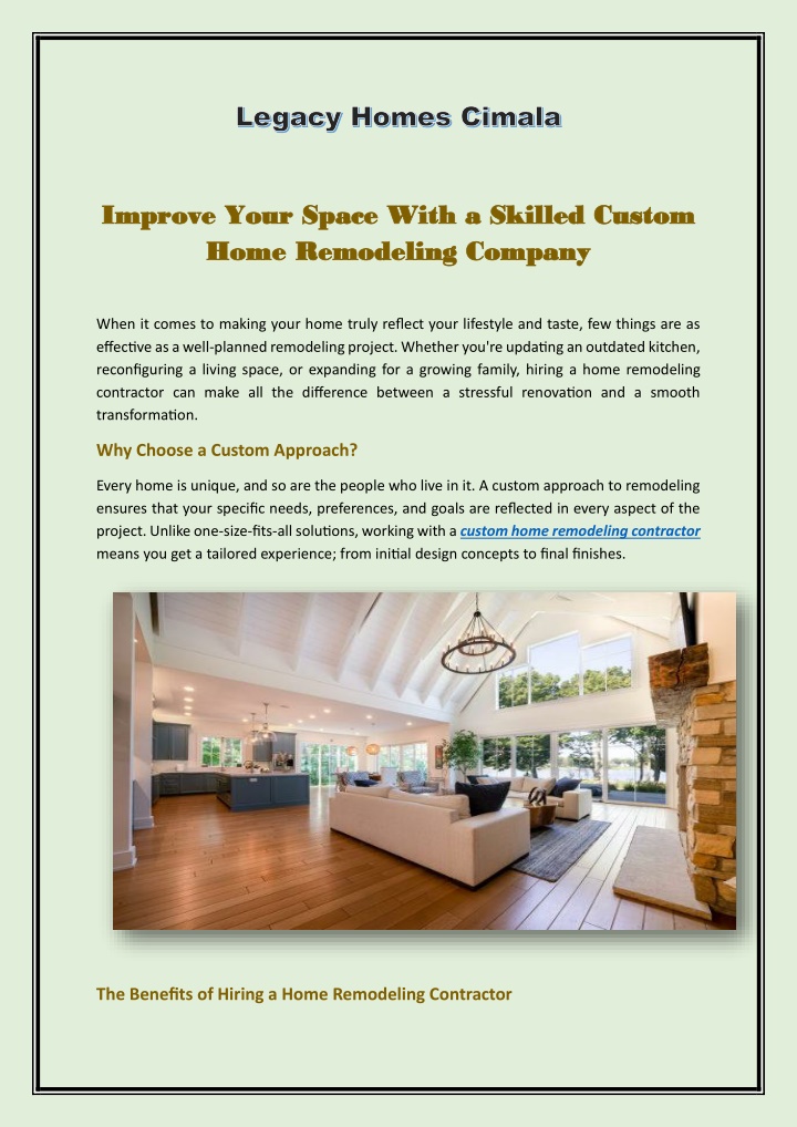 improve your space with a skilled custom improve
