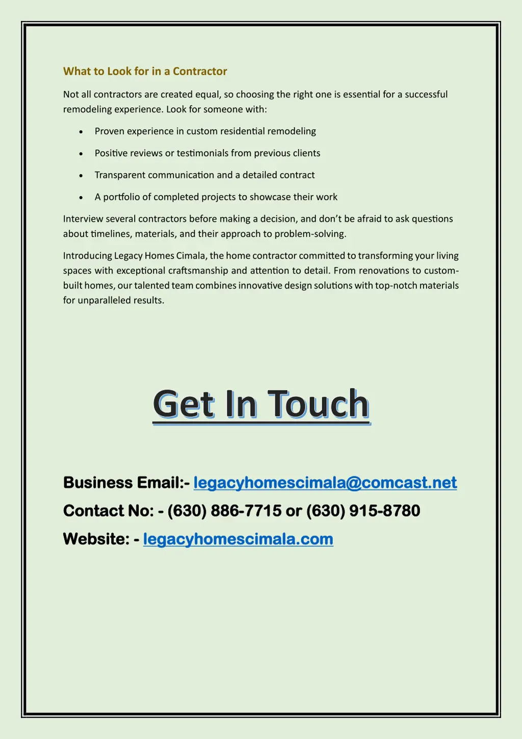 what to look for in a contractor