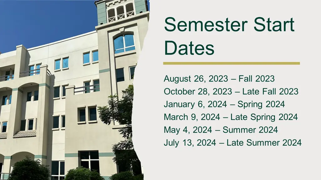 semester start dates