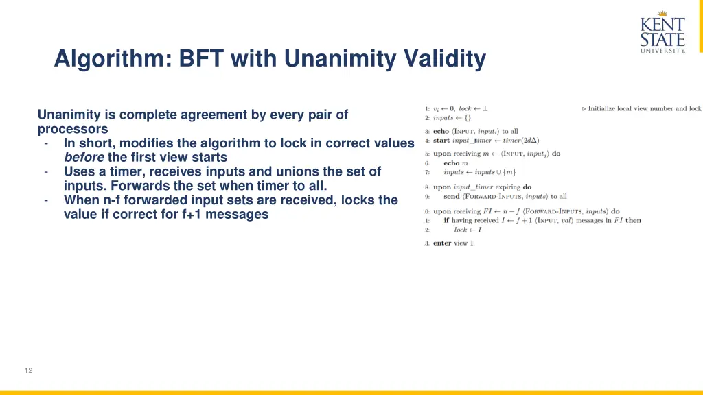 algorithm bft with unanimity validity
