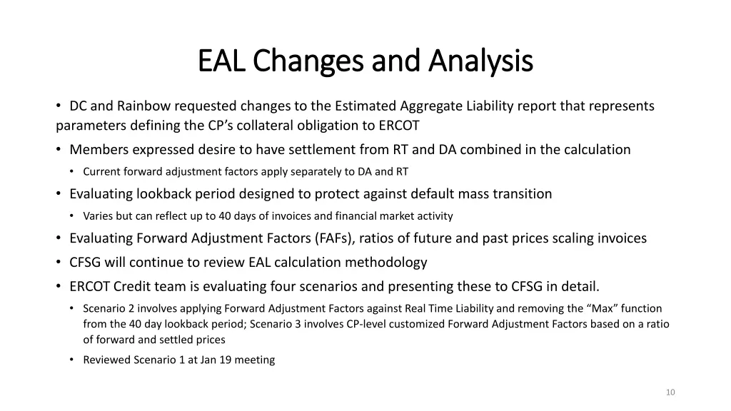 eal changes and analysis eal changes and analysis