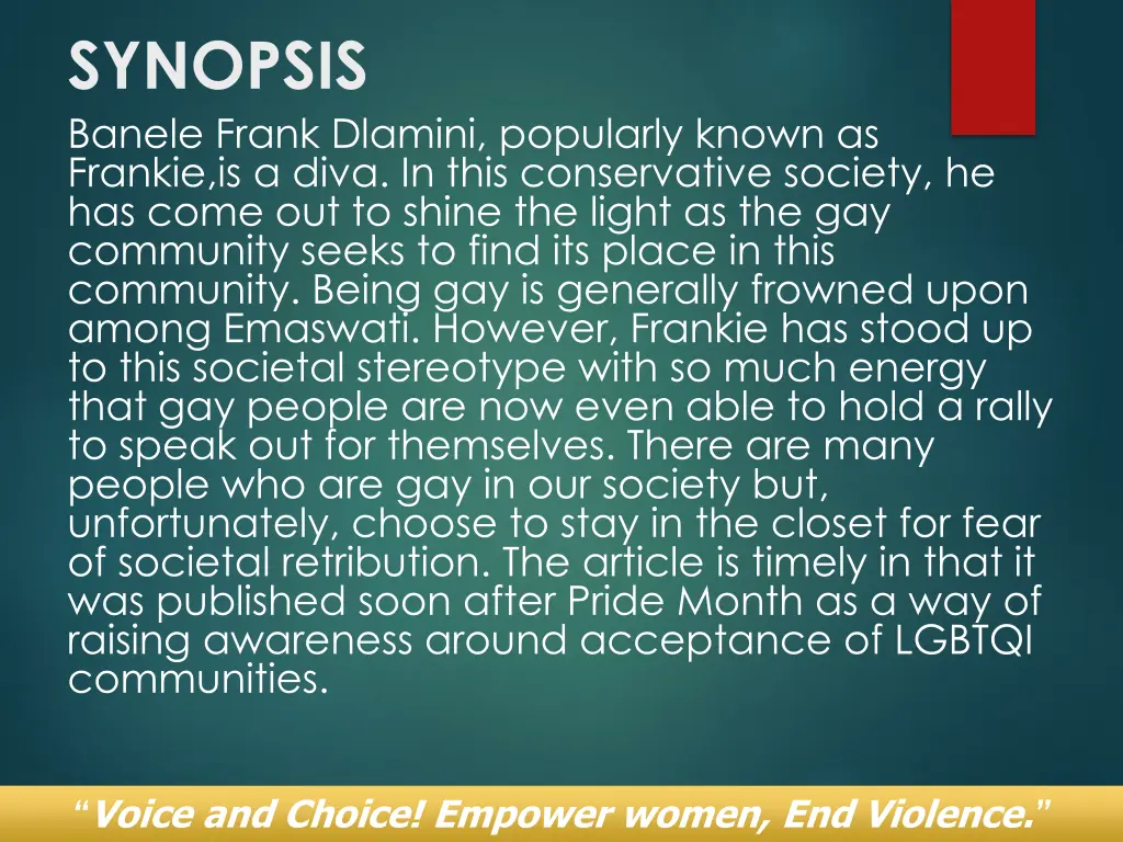 synopsis banele frank dlamini popularly known