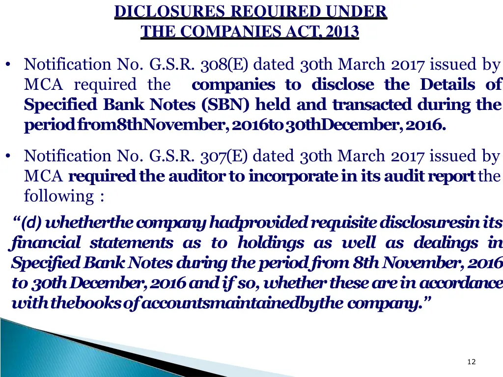 diclosures required under the companies act 2013