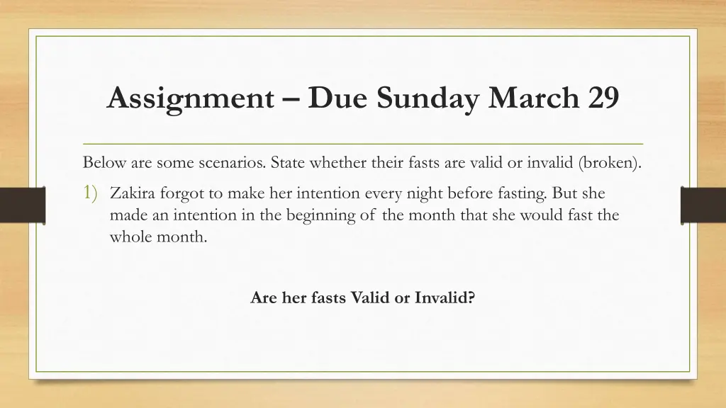 assignment due sunday march 29