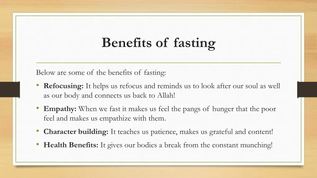 benefits of fasting