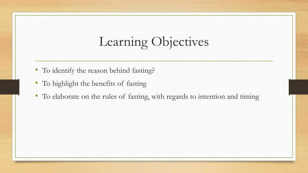learning objectives
