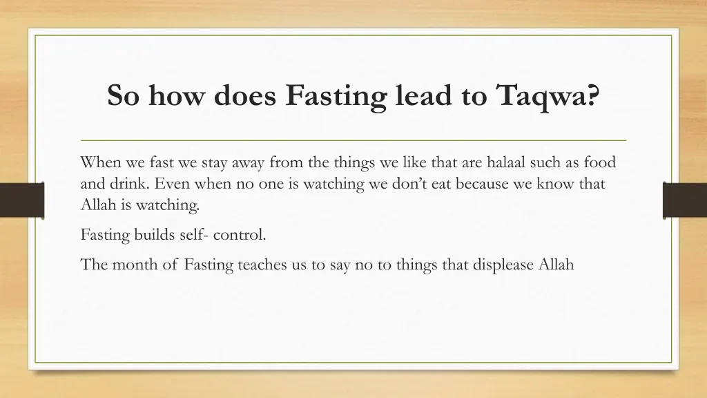 so how does fasting lead to taqwa