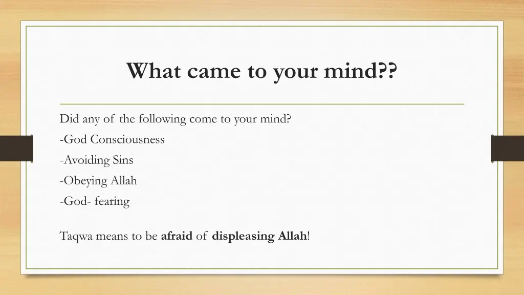 what came to your mind