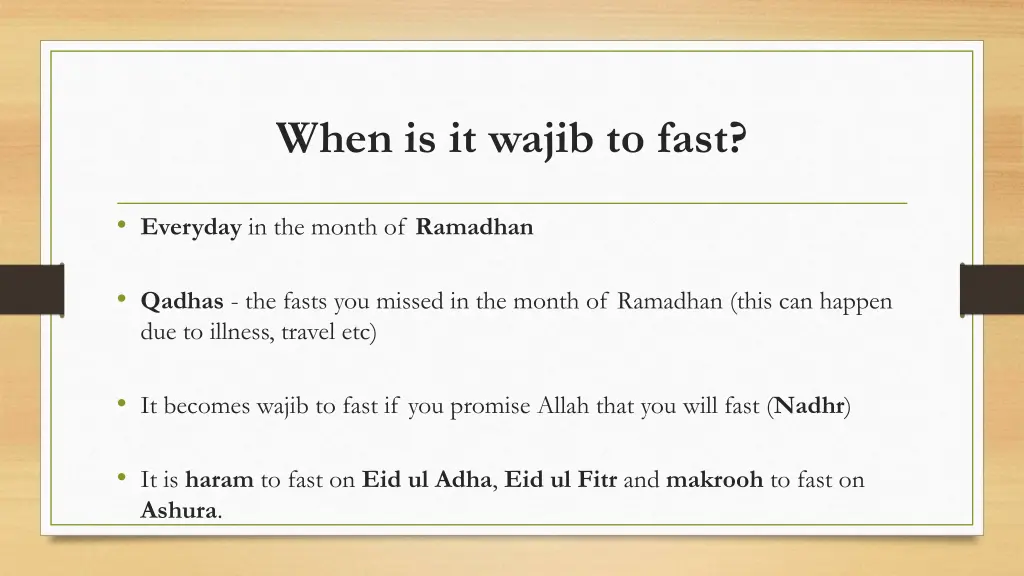 when is it wajib to fast