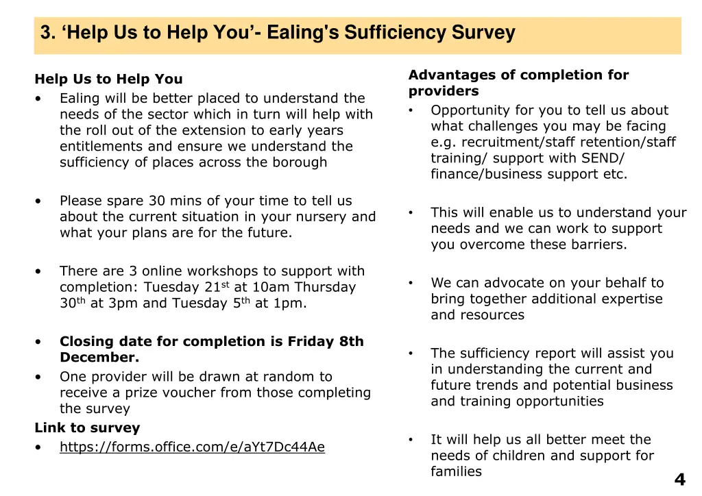 3 help us to help you ealing s sufficiency survey