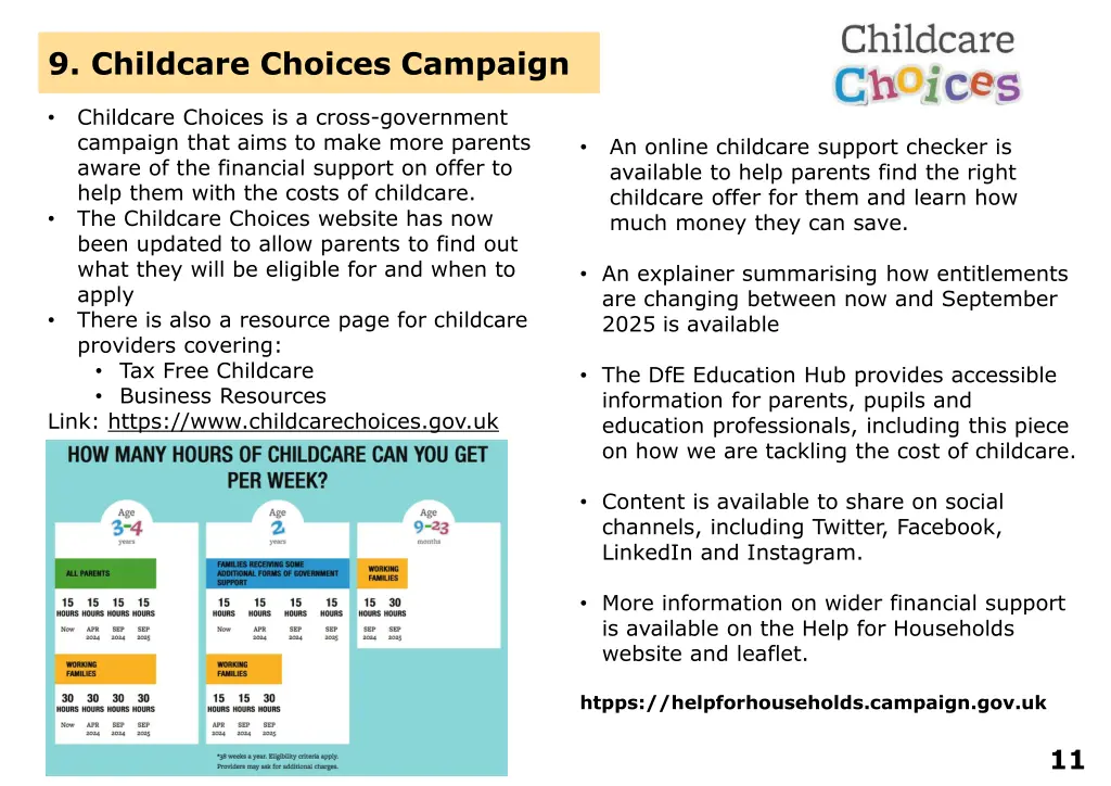 9 childcare choices campaign