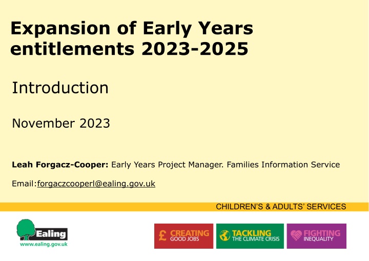 expansion of early years entitlements 2023 2025