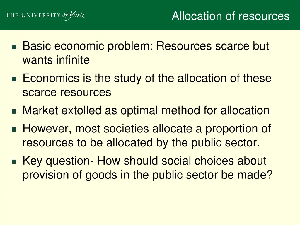 allocation of resources