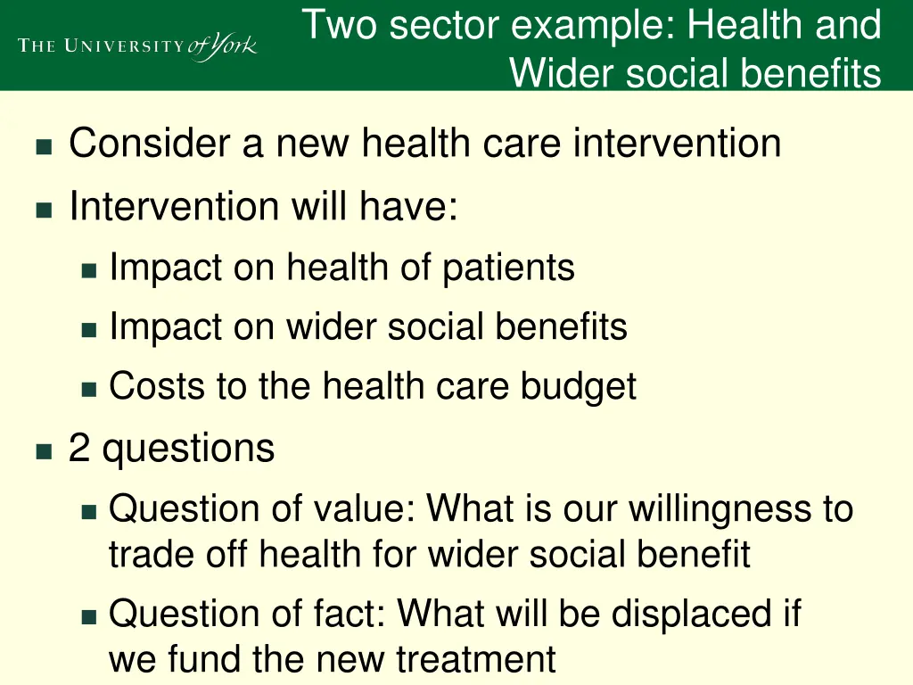 two sector example health and wider social