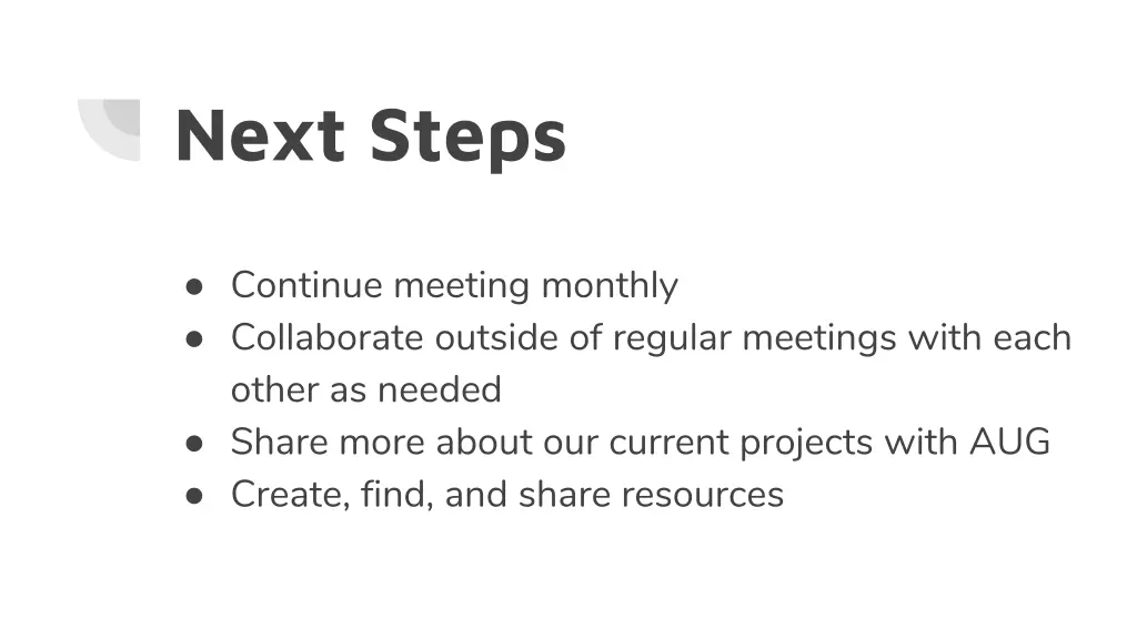 next steps