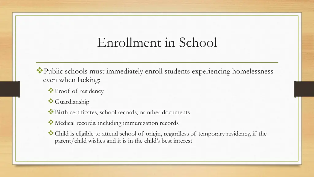 enrollment in school