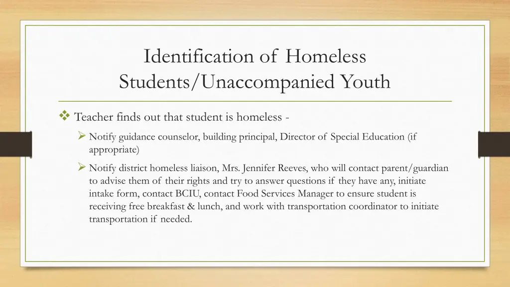 identification of homeless students unaccompanied