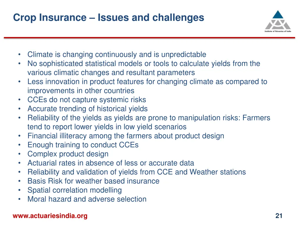 crop insurance issues and challenges